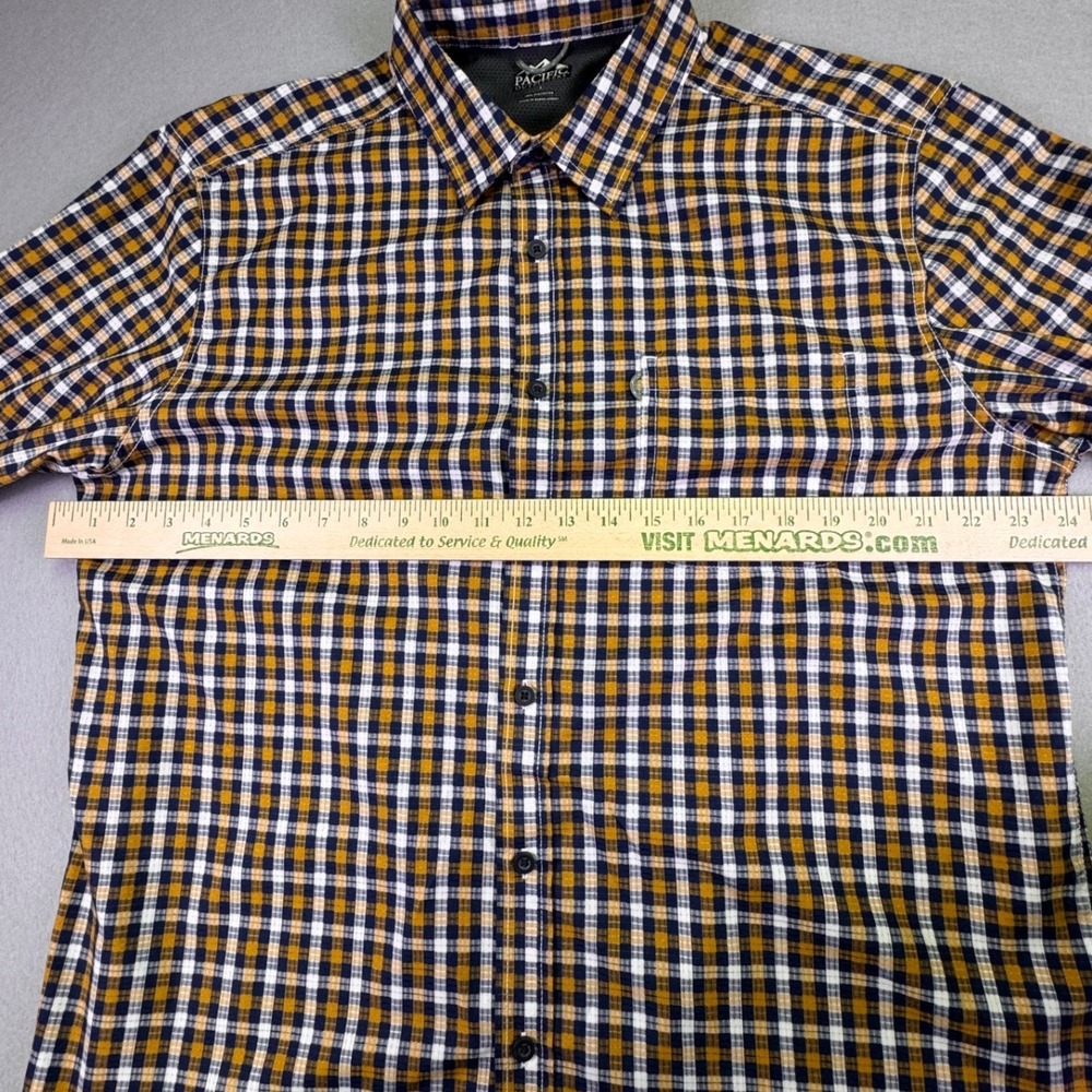 Pacific Outfitters Mens‎ Large Plaid Button Down Shirt Mustard Navy Yellow L - Picture 5 of 9